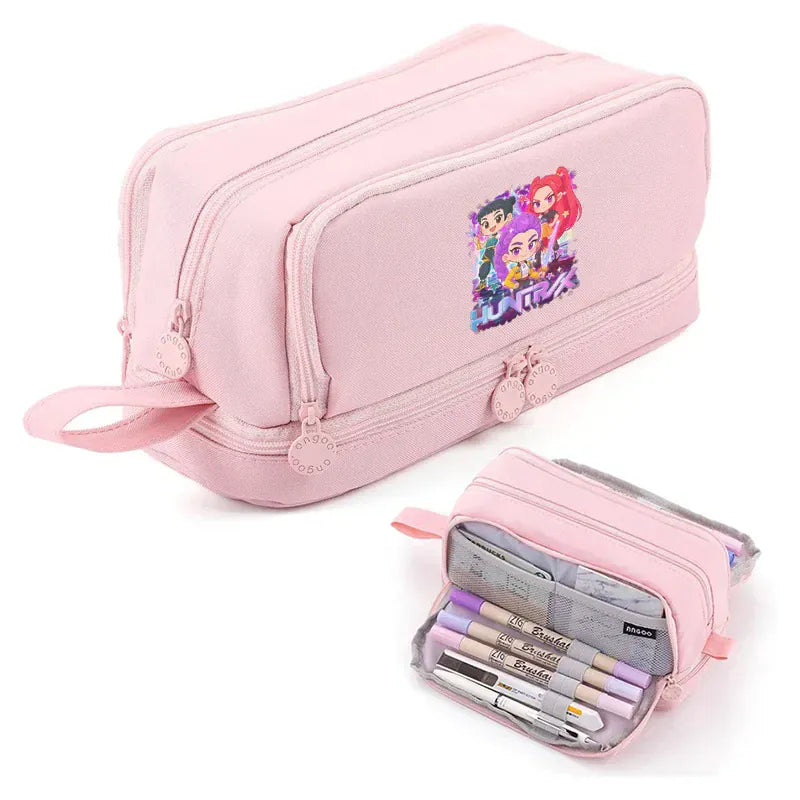 Kpop Demon Hunters High-capacity Pencil Bag Cartoon Music Girl Pencilcase Rumi Mira Zoey Student Pen Case Kid School Stationery