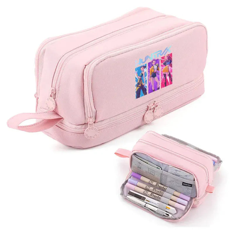 Kpop Demon Hunters High-capacity Pencil Bag Cartoon Music Girl Pencilcase Rumi Mira Zoey Student Pen Case Kid School Stationery