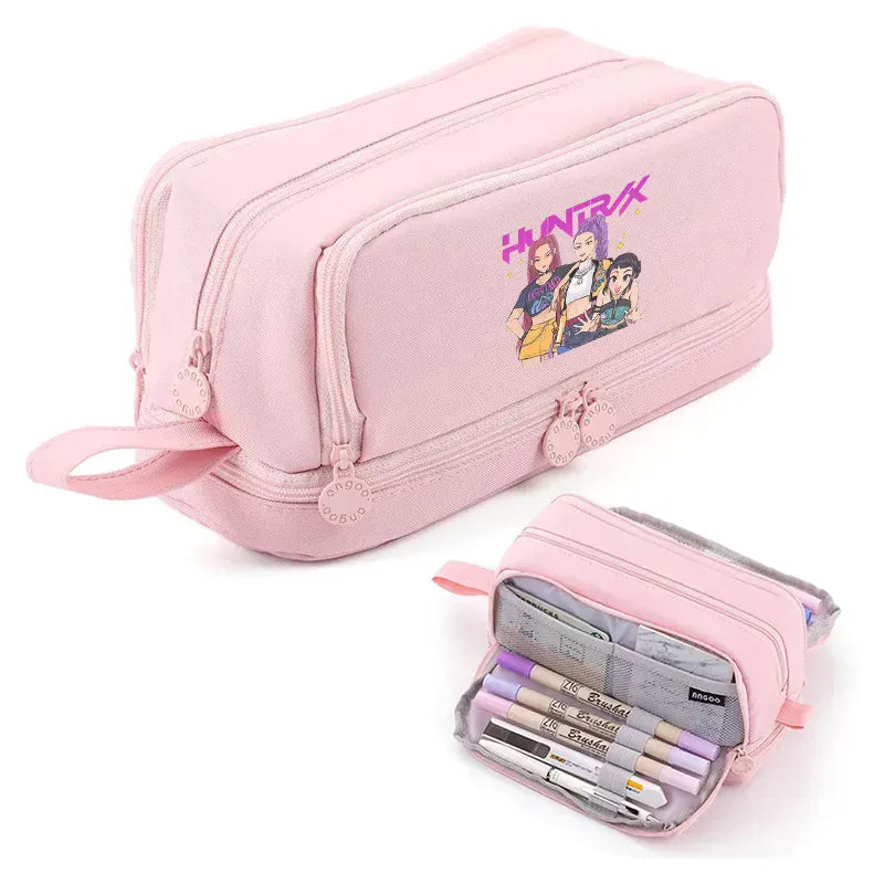 Kpop Demon Hunters High-capacity Pencil Bag Cartoon Music Girl Pencilcase Rumi Mira Zoey Student Pen Case Kid School Stationery