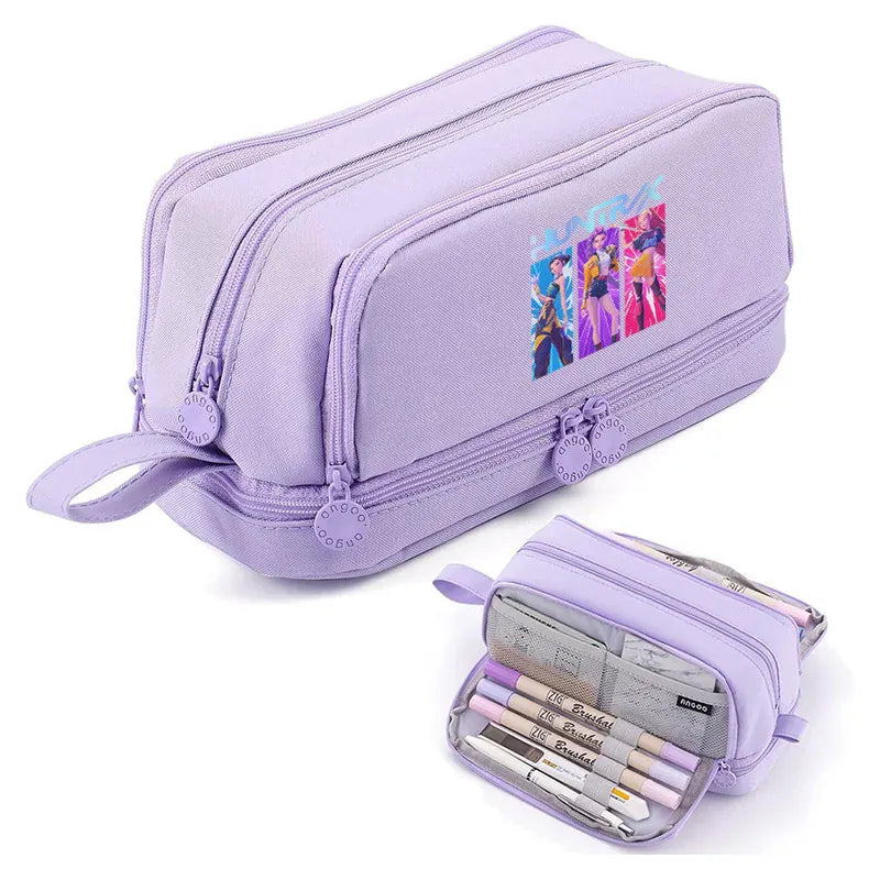 Kpop Demon Hunters High-capacity Pencil Bag Cartoon Music Girl Pencilcase Rumi Mira Zoey Student Pen Case Kid School Stationery