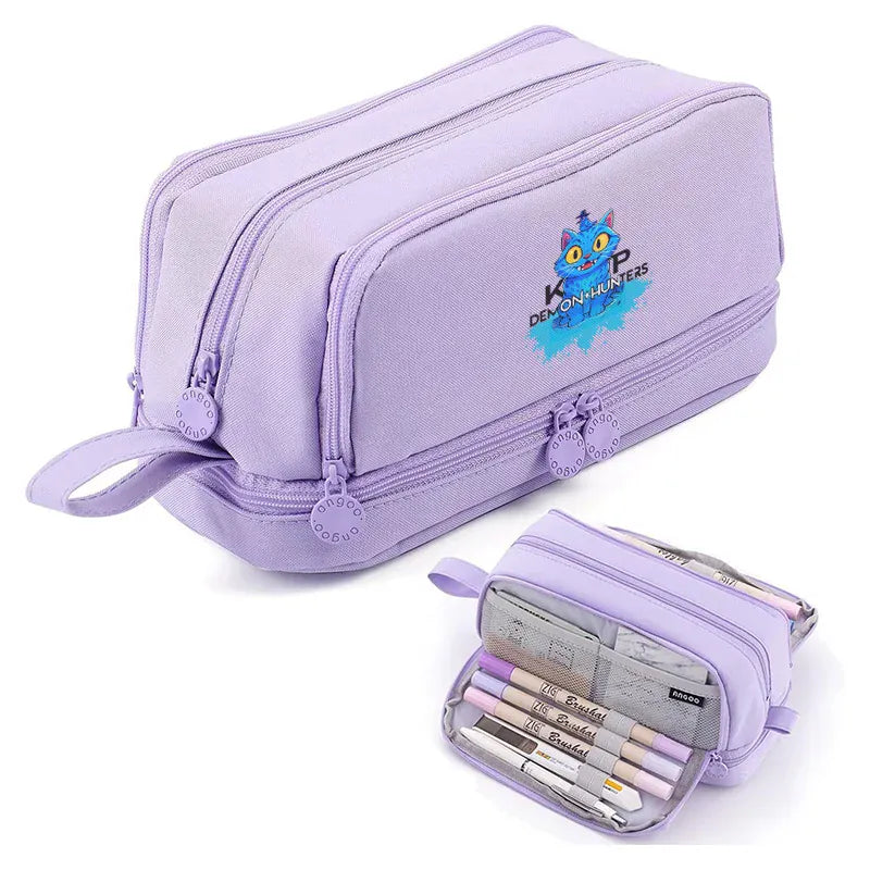 Kpop Demon Hunters High-capacity Pencil Bag Cartoon Music Girl Pencilcase Rumi Mira Zoey Student Pen Case Kid School Stationery