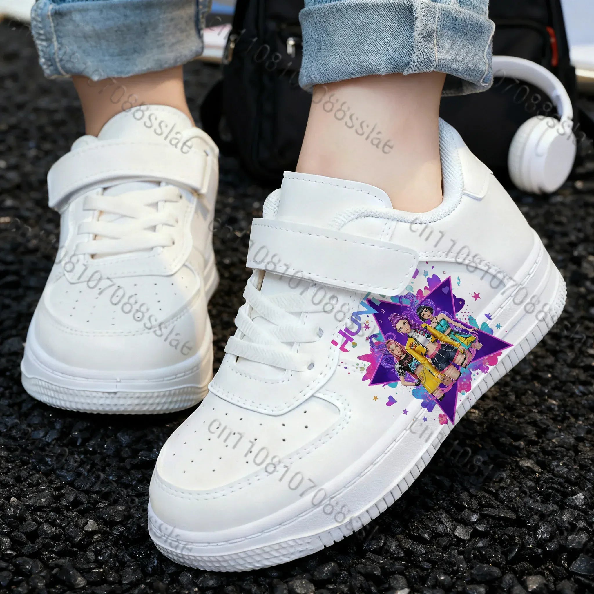 KPop Demon Hunters High Quality Cartoon Print Lovely Girls Women Parent Child Comfortable Breathable Solid Color Casual Shoes