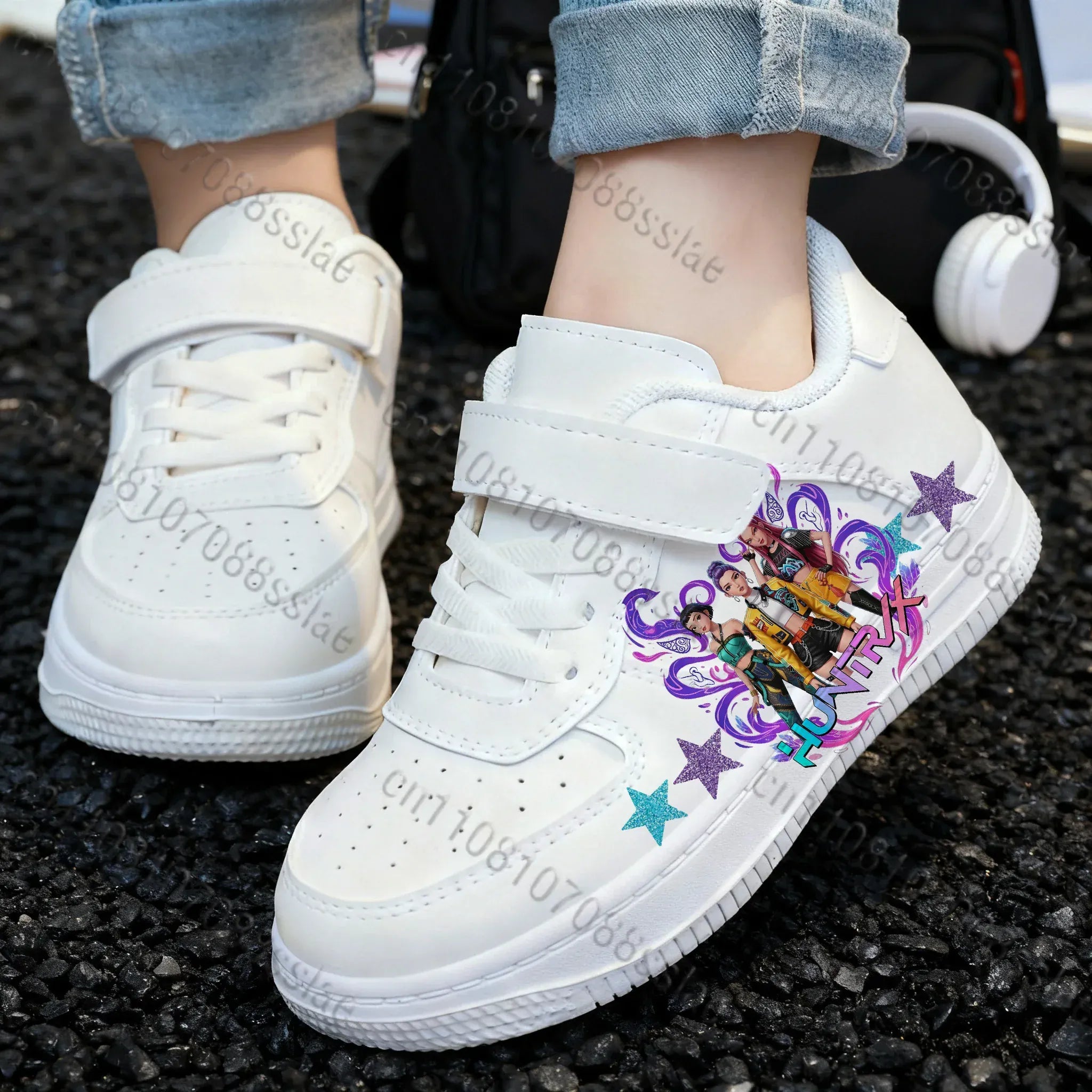 KPop Demon Hunters High Quality Cartoon Print Lovely Girls Women Parent Child Comfortable Breathable Solid Color Casual Shoes