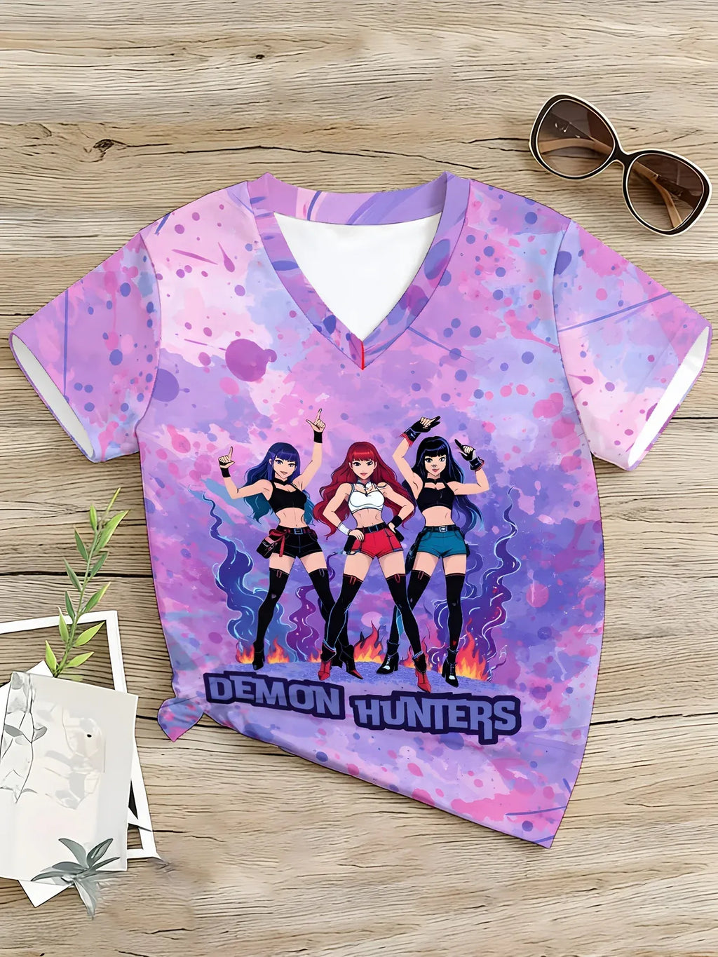 KPop Demon Hunters New T-shirt Pants Set Girls Summer Clothing Kawaii Smile Face Short Sleeve Outfits Kids Tee Top Pajamas Gift