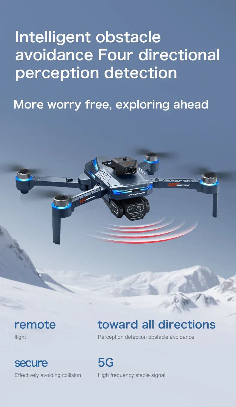 New GT8 Drone 8K Professional HD Dual Cameras Screen Remote 5G WIFI Brushless Motor Obstacle Avoidance Foldable Quadcopter Toys