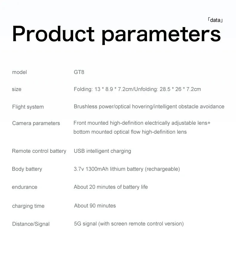 New GT8 Drone 8K Professional HD Dual Cameras Screen Remote 5G WIFI Brushless Motor Obstacle Avoidance Foldable Quadcopter Toys