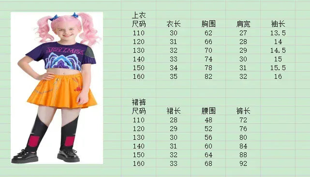 New K-POP Demon Hunter Cossplay Girls Costume Pop Singer Halloween Costume Kids Dress Up Stage Suit