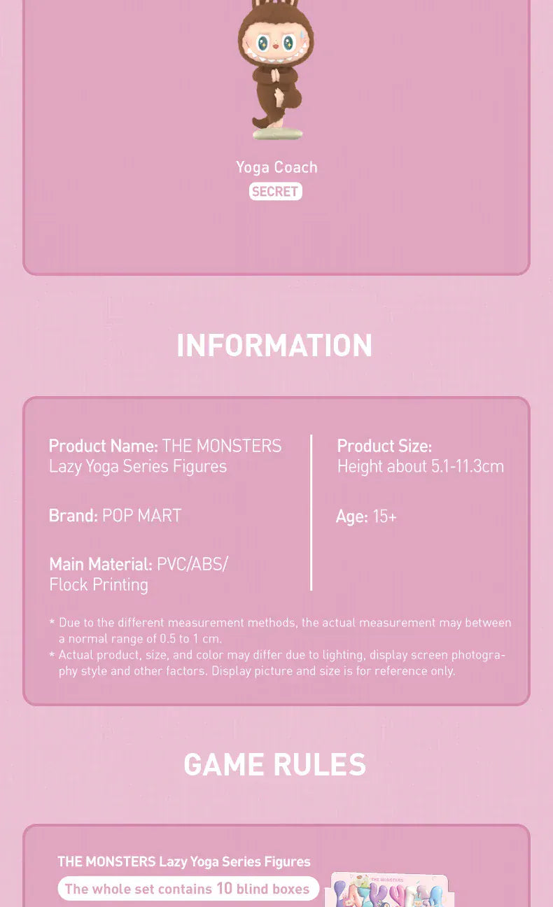 POP MART THE MONSTERS Lazy Yoga Series Genuine Blind Box Mystery Box Ornament Figurines Cute Guess Bag Toys Desktop Decoration
